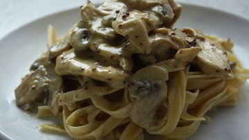 Рецепт Пасты с индейкой и шампиньонами