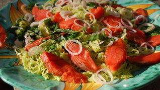 Рецепт Пасты с кетой, шпинатом и соусом песто