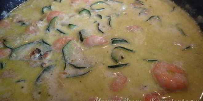 Рецепт пасты с креветками и цукини