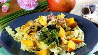 Рецепт Пасты с морепродуктами и грушами