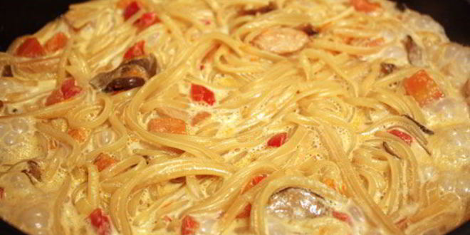 Рецепт пасты с овощами в сливочном соусе