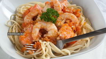 Рецепт Пасты с семгой и креветками