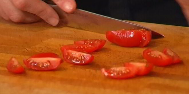 Рецепт пасты с сибасом и помидорами черри