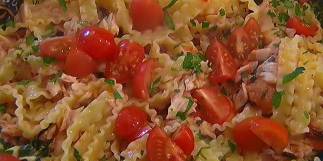 Рецепт пасты с сибасом и помидорами черри