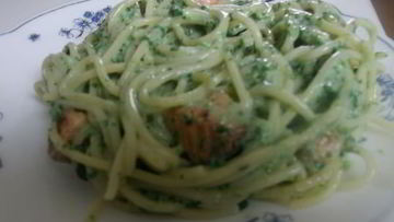 Рецепт Спагетти с лососем и шпинатом