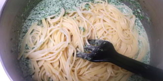 Рецепт спагетти с лососем и шпинатом