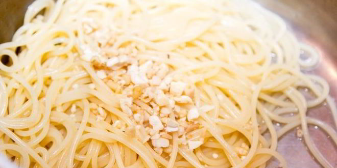 Рецепт спагетти с мясом и орехами