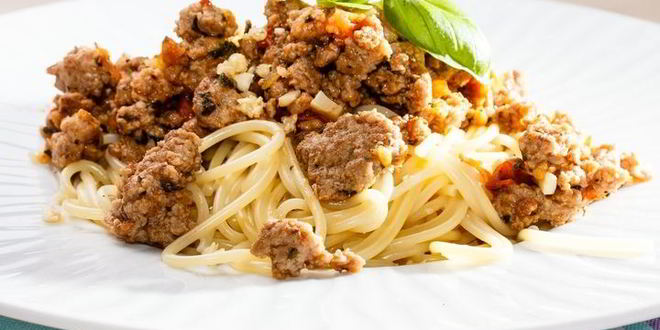 Рецепт спагетти с мясом и орехами