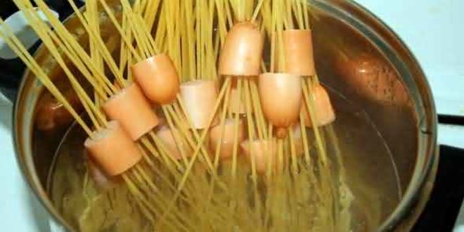 Рецепт спагетти с сосисками