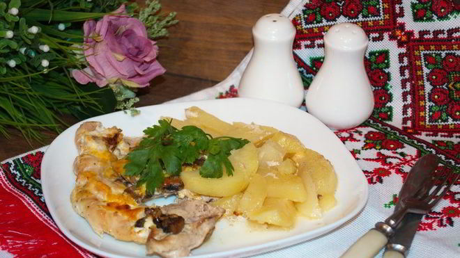 Рецепт Мяса по-французски в духовке с картошкой