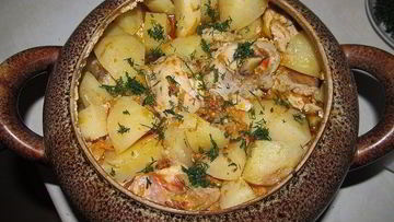 Рецепт Мяса по-французски в горшочках