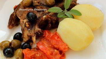 Рецепт Баранины в вине с маслинами и шалфеем