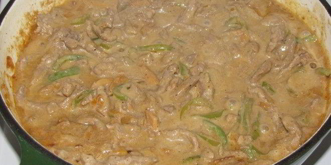 Рецепт бефстроганова с грибами и сладким перцем