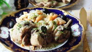 Рецепт Кролика с грибами в белом вине