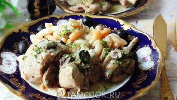 Рецепт Кролика с грибами в белом вине