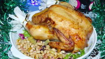 Рецепт Курицы с фасолью в духовке