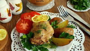 Рецепт Курицы, запеченной с лимоном и травами