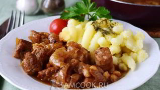 Рецепт Жареного мяса с луком на сковороде