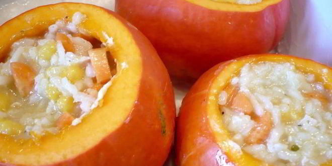 Рецепт фаршированной тыквы с кокосом и манго король оранжевое лето