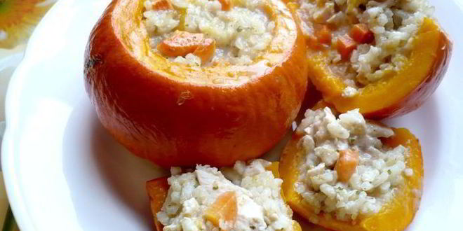 Рецепт фаршированной тыквы с кокосом и манго король оранжевое лето