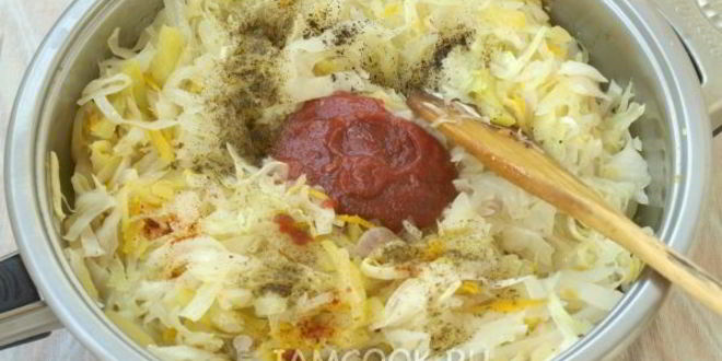 Рецепт капусты тушеной с кабачками