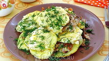 Рецепт Картофеля, запеченного с лисичками в мультиварке