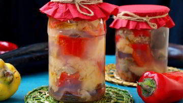 Рецепт Консервированных баклажанов с айвой