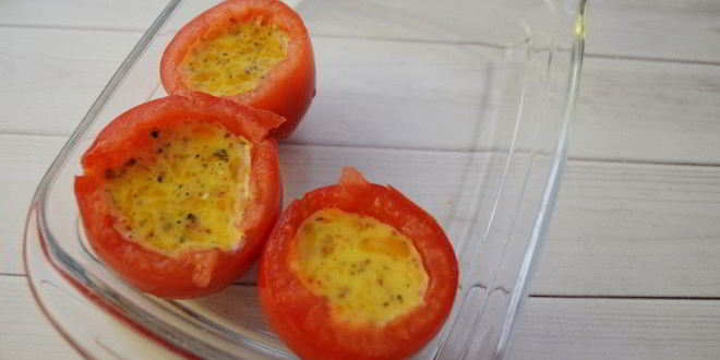 Рецепт помидоров, запеченных с омлетом