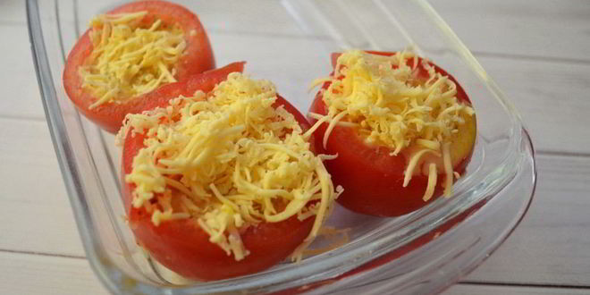 Рецепт помидоров, запеченных с омлетом