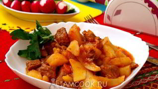 Рецепт Тушеной картошки с говядиной в кастрюле
