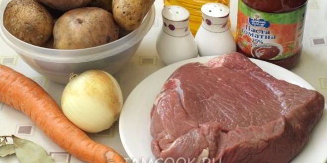Рецепт тушеной картошки с говядиной в кастрюле
