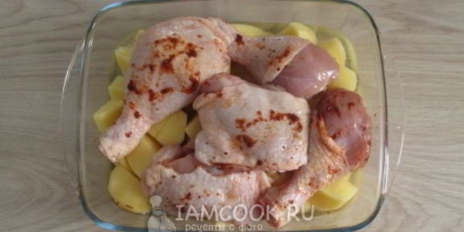 Рецепт тушеной картошки с курицей в духовке