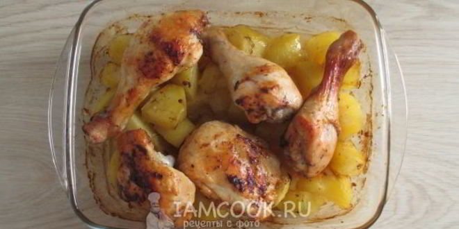 Рецепт тушеной картошки с курицей в духовке