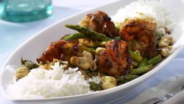 Рецепт Жареной тайской спаржи с креветками