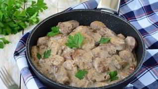 Рецепт Куриной печени с грибами