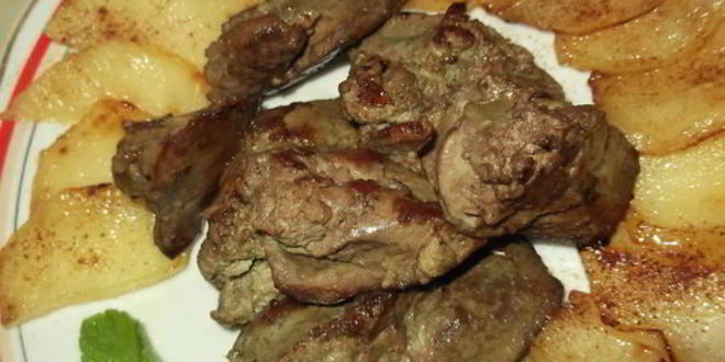Рецепт куриной печени с яблоком