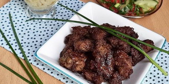 Рецепт куриной печени в сметанно-горчичном соусе