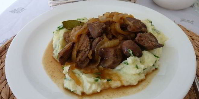 Рецепт куриной печенки в силане с пюре