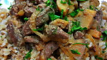 Рецепт Печени барашка с айвой