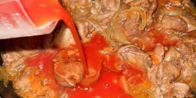 Рецепт печени тушеной в томатном соку