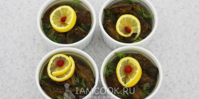 Рецепт печени в лимонном желе
