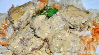 Рецепт Жареной печени в сливочном соусе