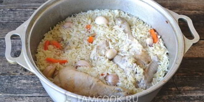 Рецепт плова из пропаренного риса с курицей