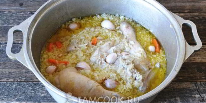 Рецепт плова из пропаренного риса с курицей