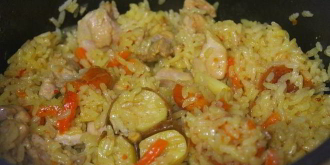 Рецепт плова с курицей и курагой в мультиварке