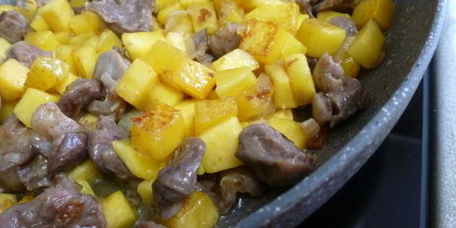 Рецепт овощного рагу с куриными желудками