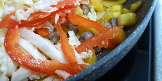 Рецепт овощного рагу с куриными желудками