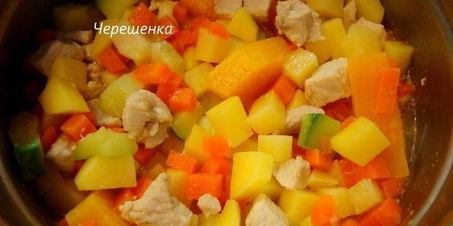 Рецепт овощного рагу с курицей