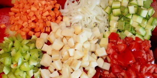 Рецепт овощного рагу с тушеной курицей кабачками и картошкой