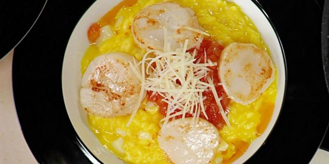 Рецепт ризотто с гребешками